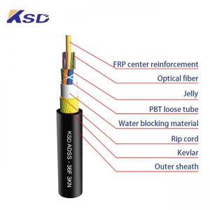 12 Core ADSS Optical Cable Self Supporting 100 Meter Span Moisture Proof