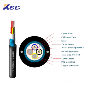 6 Core OPLC Hybrid Fiber Optic Cable , Composite Low Voltage Outdoor Cable G652D