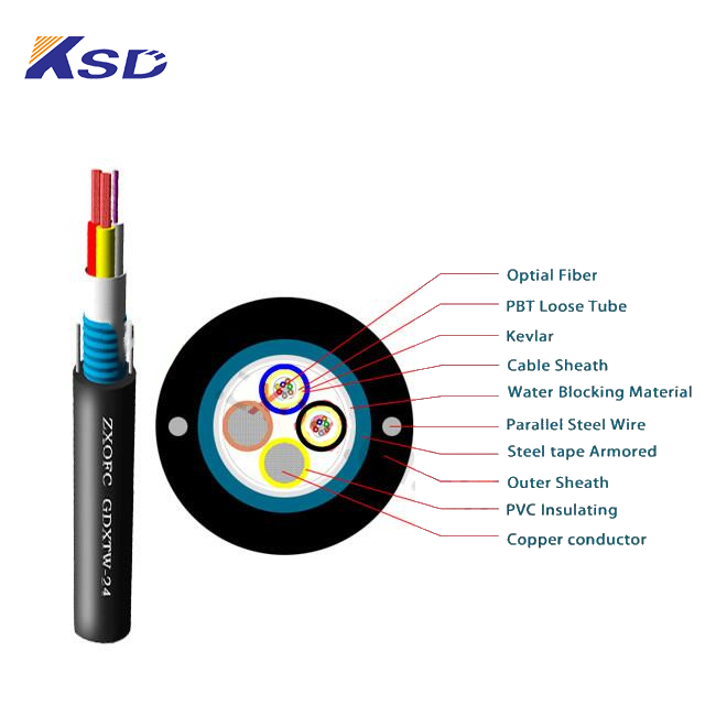 6 Core OPLC Cable Hybrid Fiber Optic Cable, Composite Low Voltage