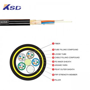 Reinforced Kevlar ADSS Optical Cable Light Weight Large Span(200-1000m)