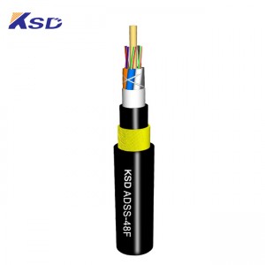 Aerial ADSS Medium span Anti-tracking 48 Core Single-mode, G 652.D Fiber Optical Cable